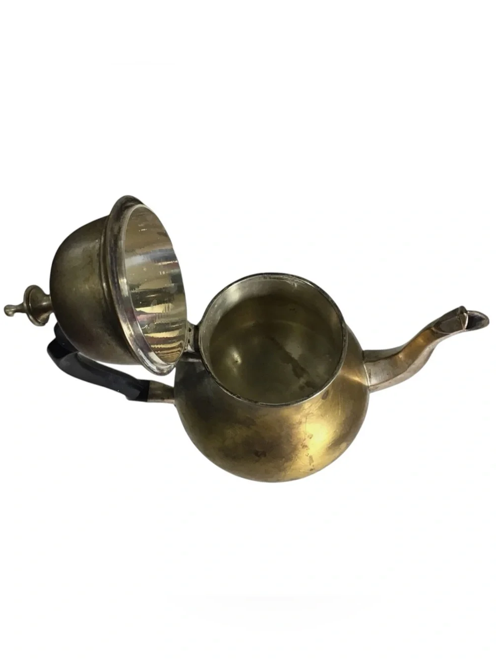 Vintage EPNS Coffee Tea Pot Pair Brass Tone 8.5” 10” Black Handles India